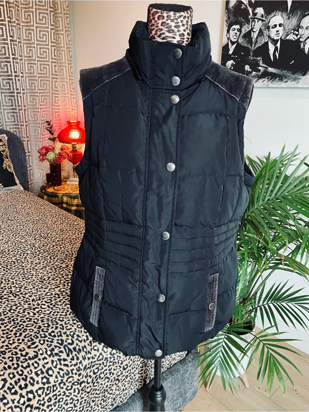 Black Quilted Cyber Puffer Vest